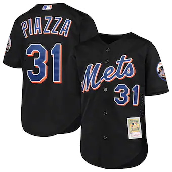 youth mitchell and ness mike piazza black new york mets coo